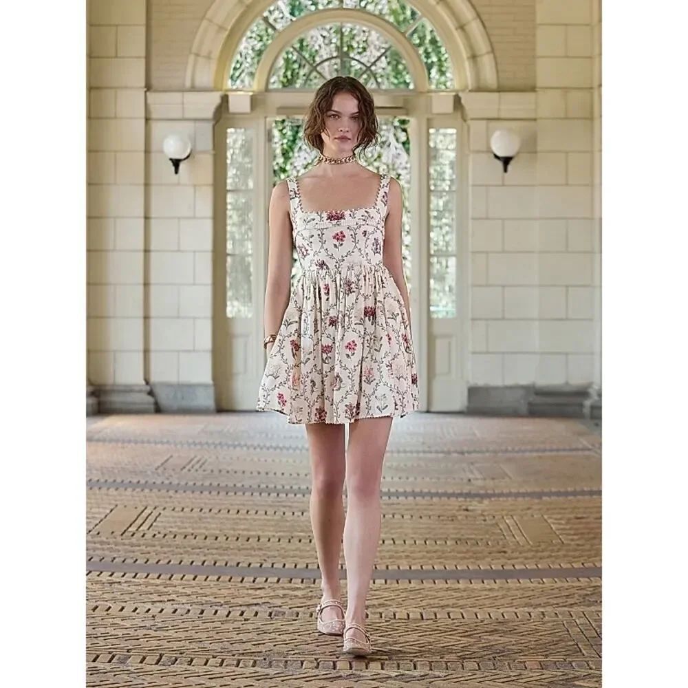 Agua by Agua Bendita Barbara Orquidea embellished linen mini dress M